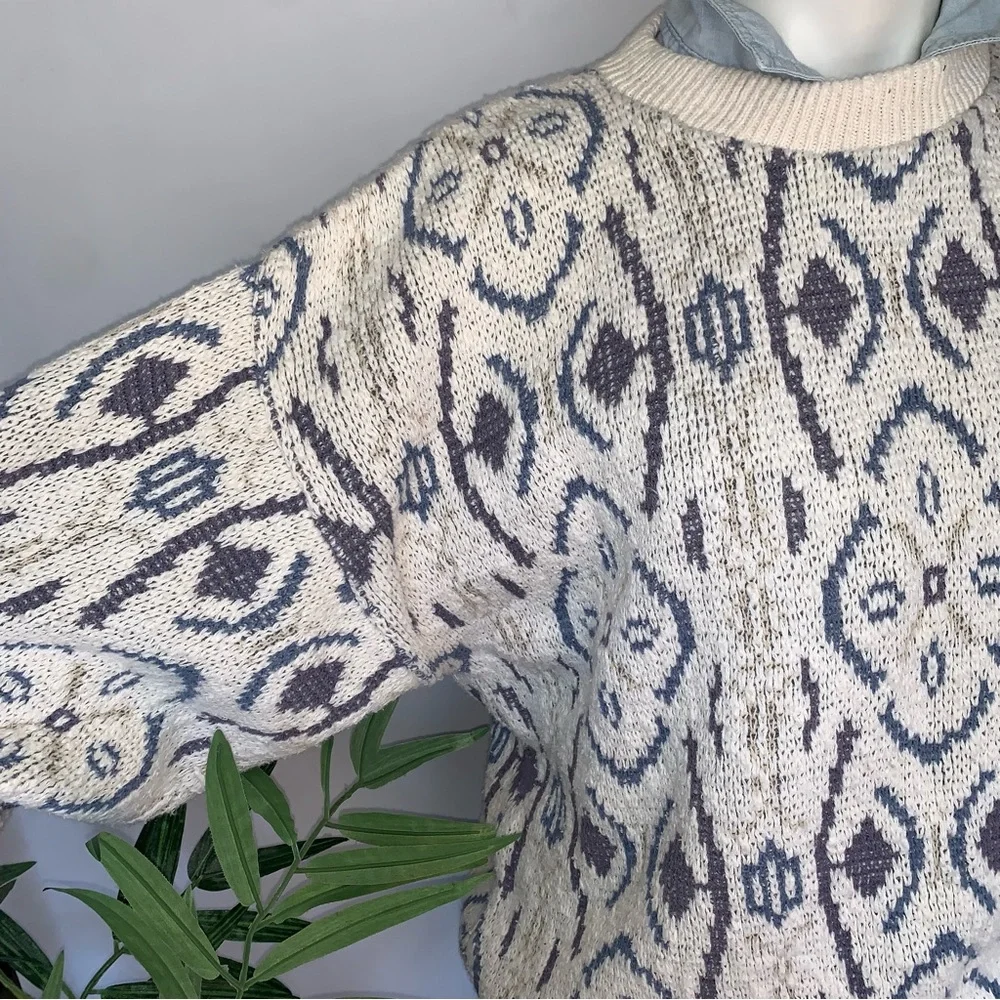 v i n t a g e :: Heavy Oversized Abstract Grandpa Knit Sweater - Picture 3 of 14